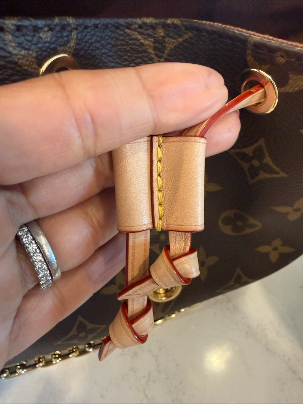 Louis Vuitton Brown Monogram Drawstring Crossbody with Tan Trim - Picture 12 of 15